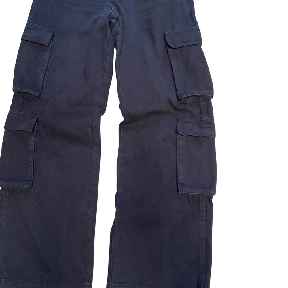 Pacsun Black Asymmetrical '90s Baggy Cargo Jeans Pants 26 Small Wide Leg - Picture 6 of 15